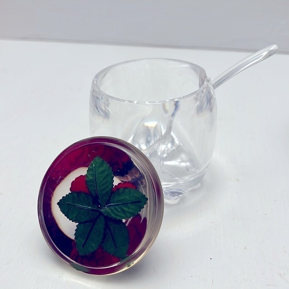 1960s Lucite Jam Jelly Jar Raspberries and spoon - Picture 4 of 8